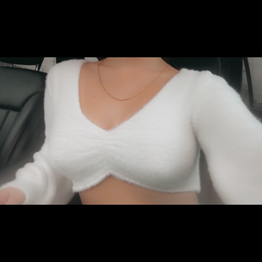 Forever 21 large cropped fuzzy sweater